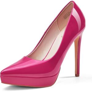 Zhabtuc Escarpins à Plateforme Classiques à Talons Aiguilles pour Femme – Chaussures de Mariage à Bout Pointu(Rose Vif)
