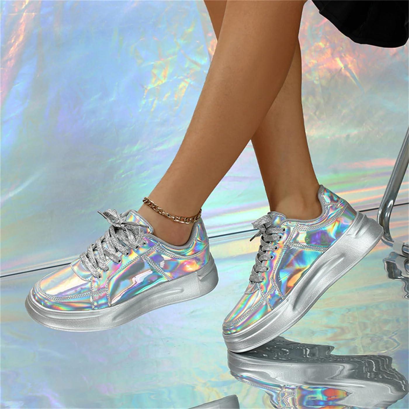 image:imageChaussures de Sport pour Femmes Baskets Paillettes Chaussures de Course en Plein Air Fitness Chaussures de Randonne Chaussures Dcontractes Sneaker Lgres Chaussures PlatesA Multicolore
