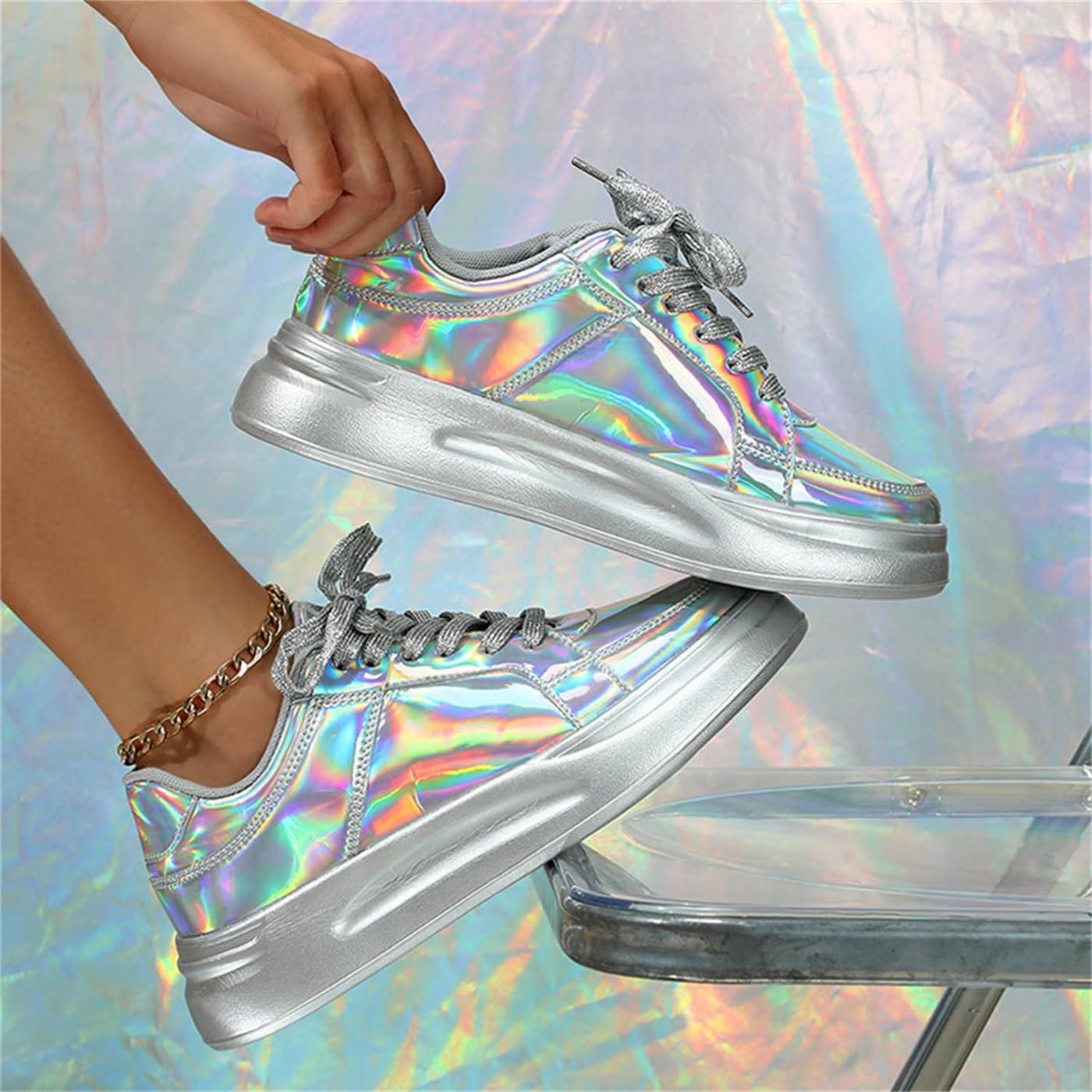 image:imageChaussures de Sport pour Femmes Baskets Paillettes Chaussures de Course en Plein Air Fitness Chaussures de Randonne Chaussures Dcontractes Sneaker Lgres Chaussures PlatesA Multicolore