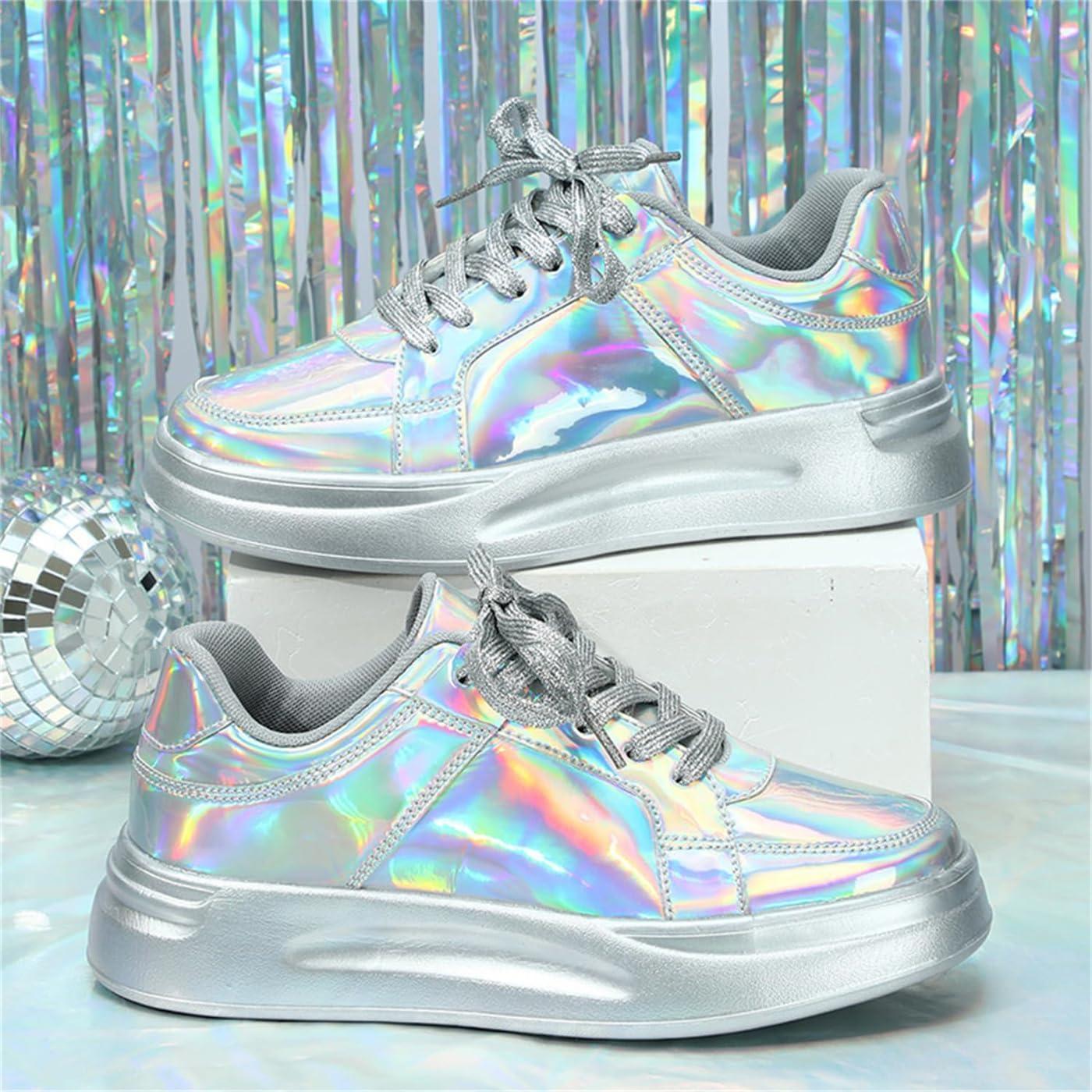 image:imageChaussures de Sport pour Femmes Baskets Paillettes Chaussures de Course en Plein Air Fitness Chaussures de Randonne Chaussures Dcontractes Sneaker Lgres Chaussures PlatesA Multicolore