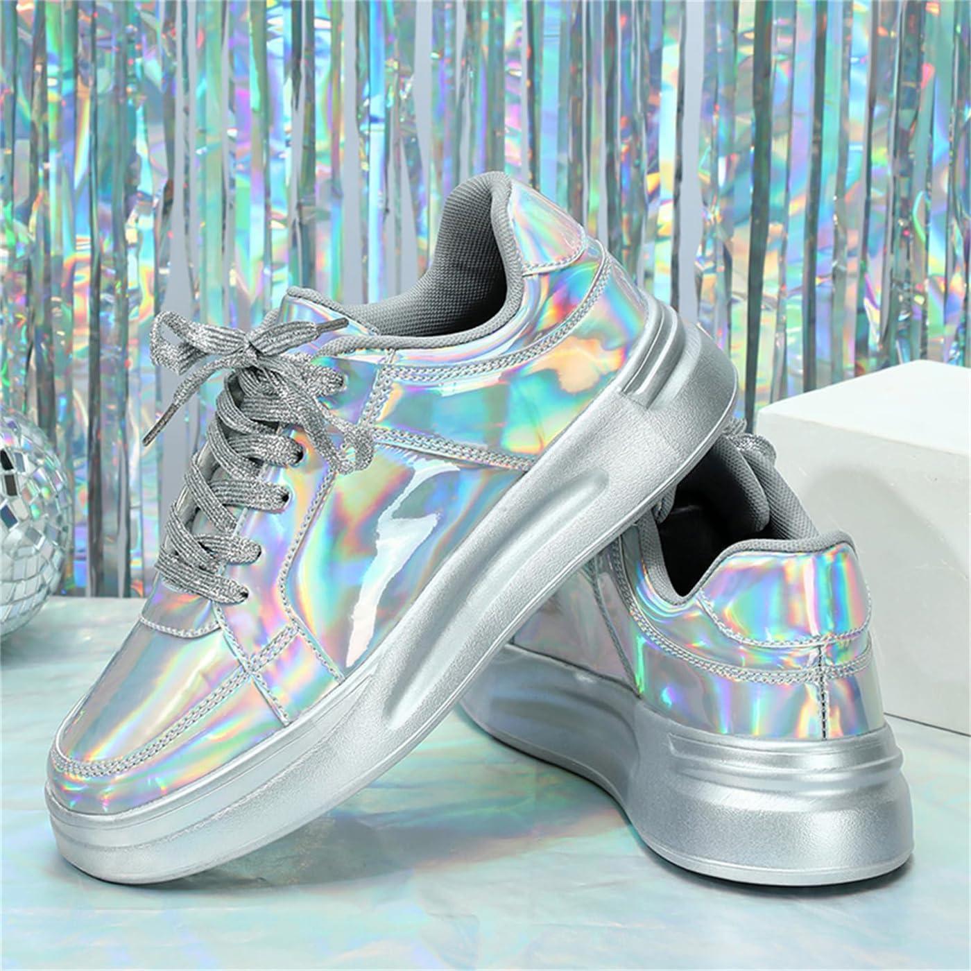 image:imageChaussures de Sport pour Femmes Baskets Paillettes Chaussures de Course en Plein Air Fitness Chaussures de Randonne Chaussures Dcontractes Sneaker Lgres Chaussures PlatesA Multicolore