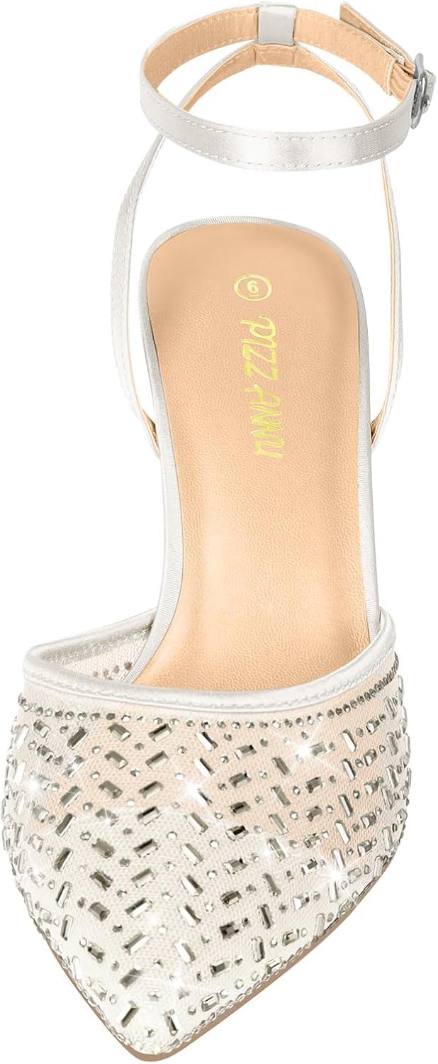 image:imagePIZZ ANNU Escarpins Femme Talon Aiguille Confortable Chaussure de Danse Bout Pointu Lanire Cheville Haut Sexy Heel Dance ShoesBlanc