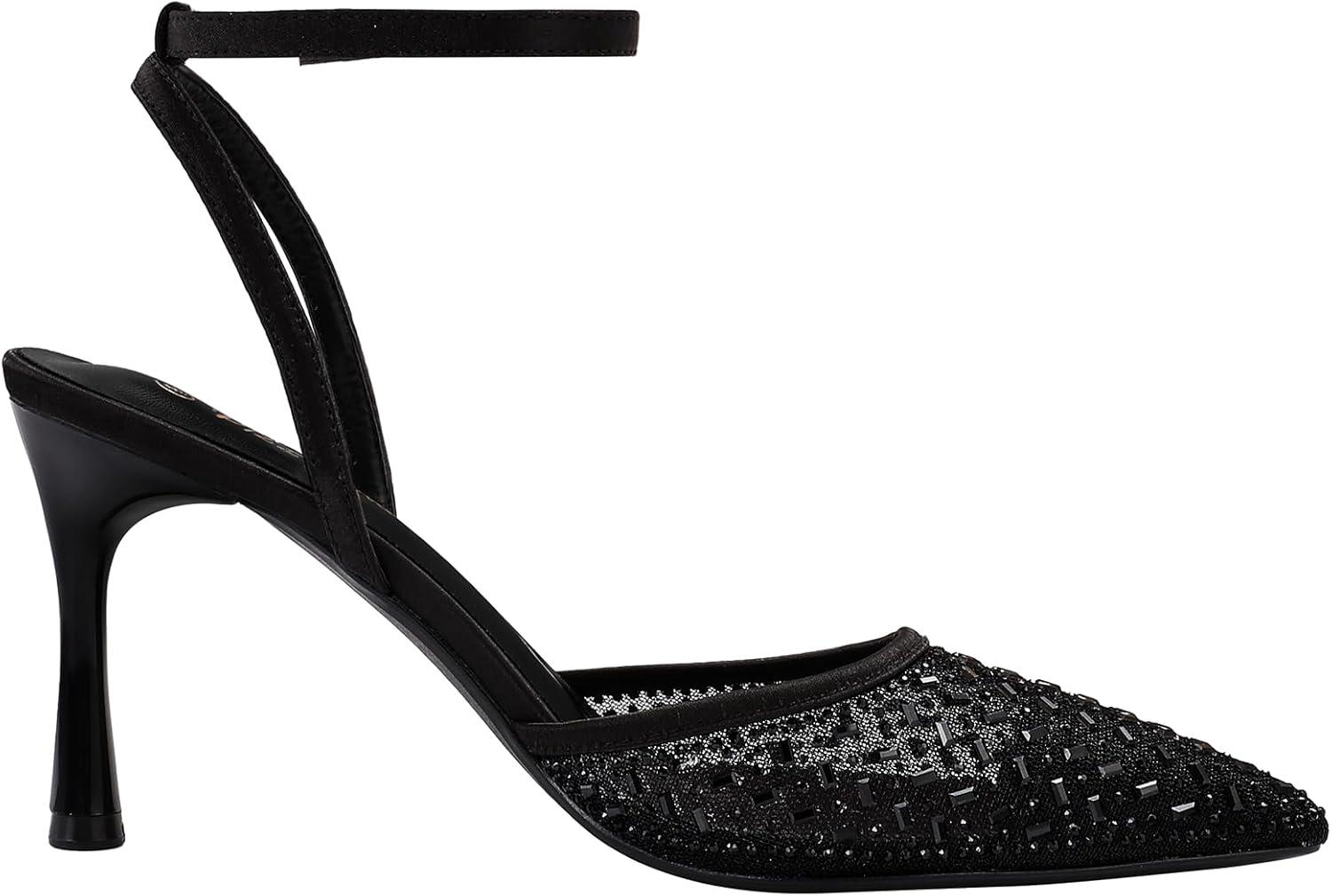 image:imagePIZZ ANNU Escarpins Femme Talon Aiguille Confortable Chaussure de Danse Bout Pointu Lanire Cheville Haut Sexy Heel Dance ShoesNoir