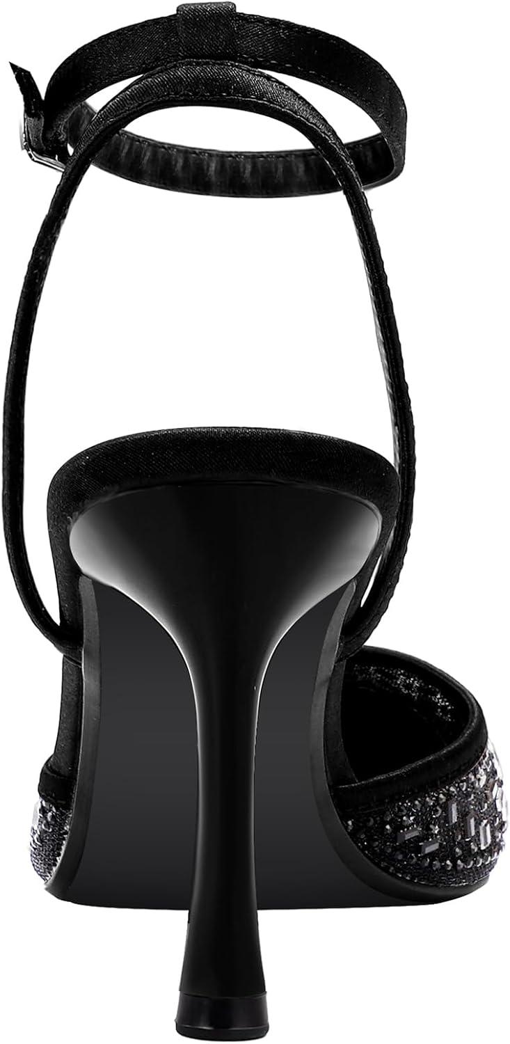 image:imagePIZZ ANNU Escarpins Femme Talon Aiguille Confortable Chaussure de Danse Bout Pointu Lanire Cheville Haut Sexy Heel Dance ShoesNoir