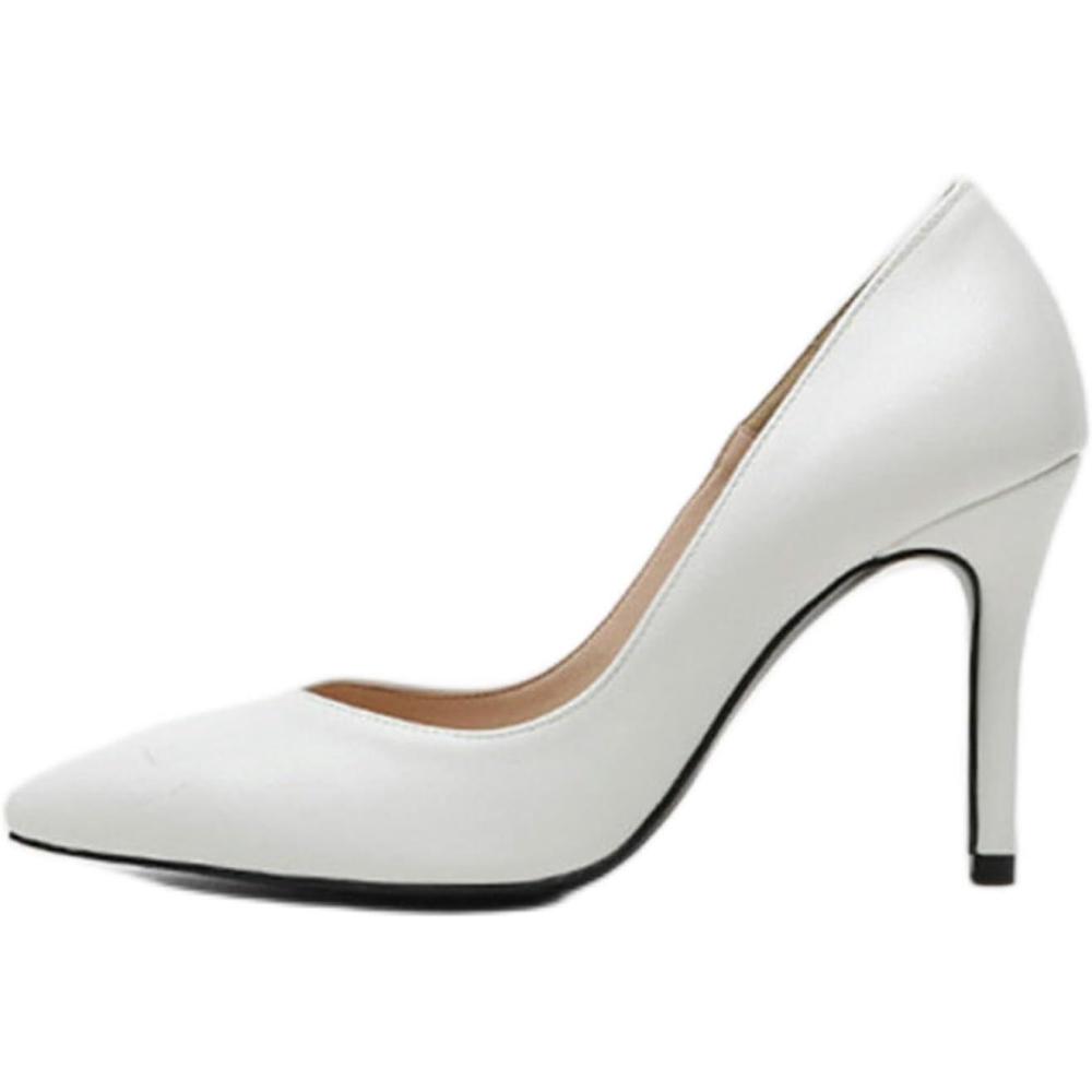 image:imageChaussures talons pour femme Escarpins de bureau Chaussures de travail solides bout pointuBlanc 10 Cm