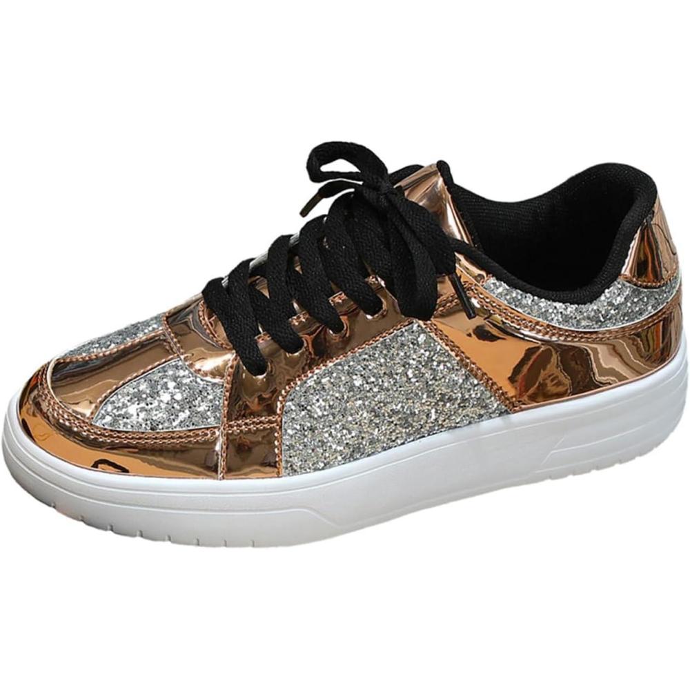 image:imageChaussures de Sport pour Femmes Baskets Paillettes Chaussures de Course en Plein Air Fitness Chaussures de Randonne Chaussures Dcontractes Sneaker Lgres Chaussures PlatesB Dor