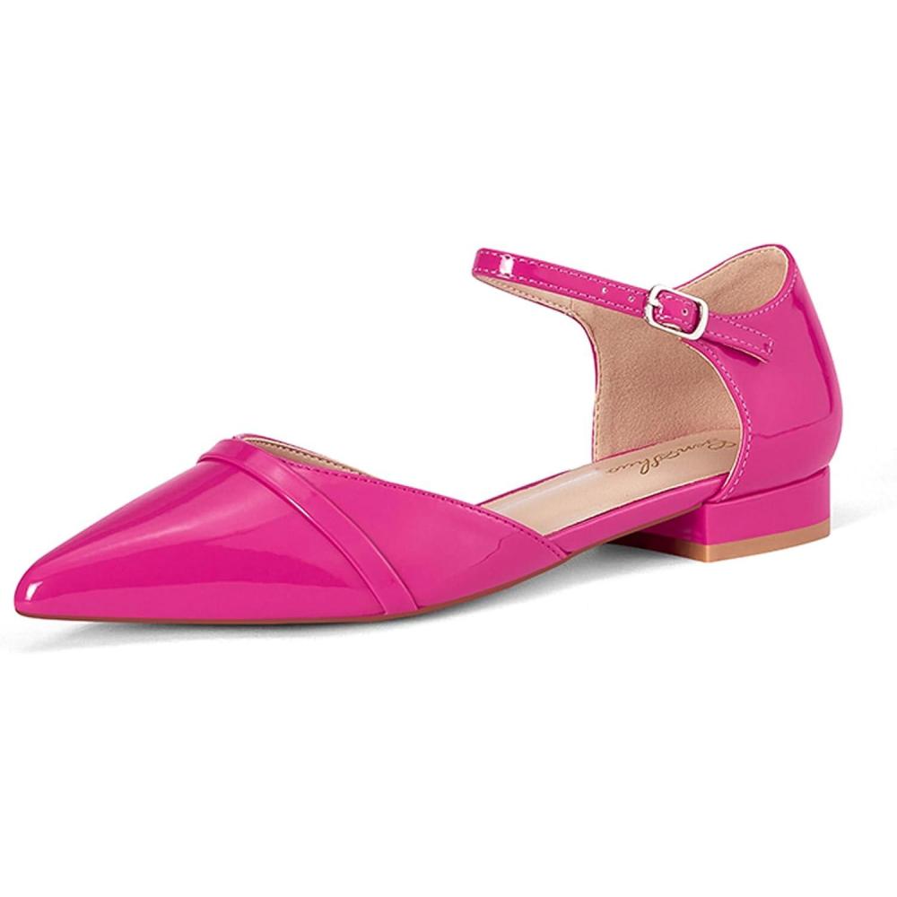 image:imageGENSHUO Ballerines pour Femmes Chaussures Plates Confortables habilles dcontractes Bout Pointu Escarpins Talon Bas de 1 PouceRose