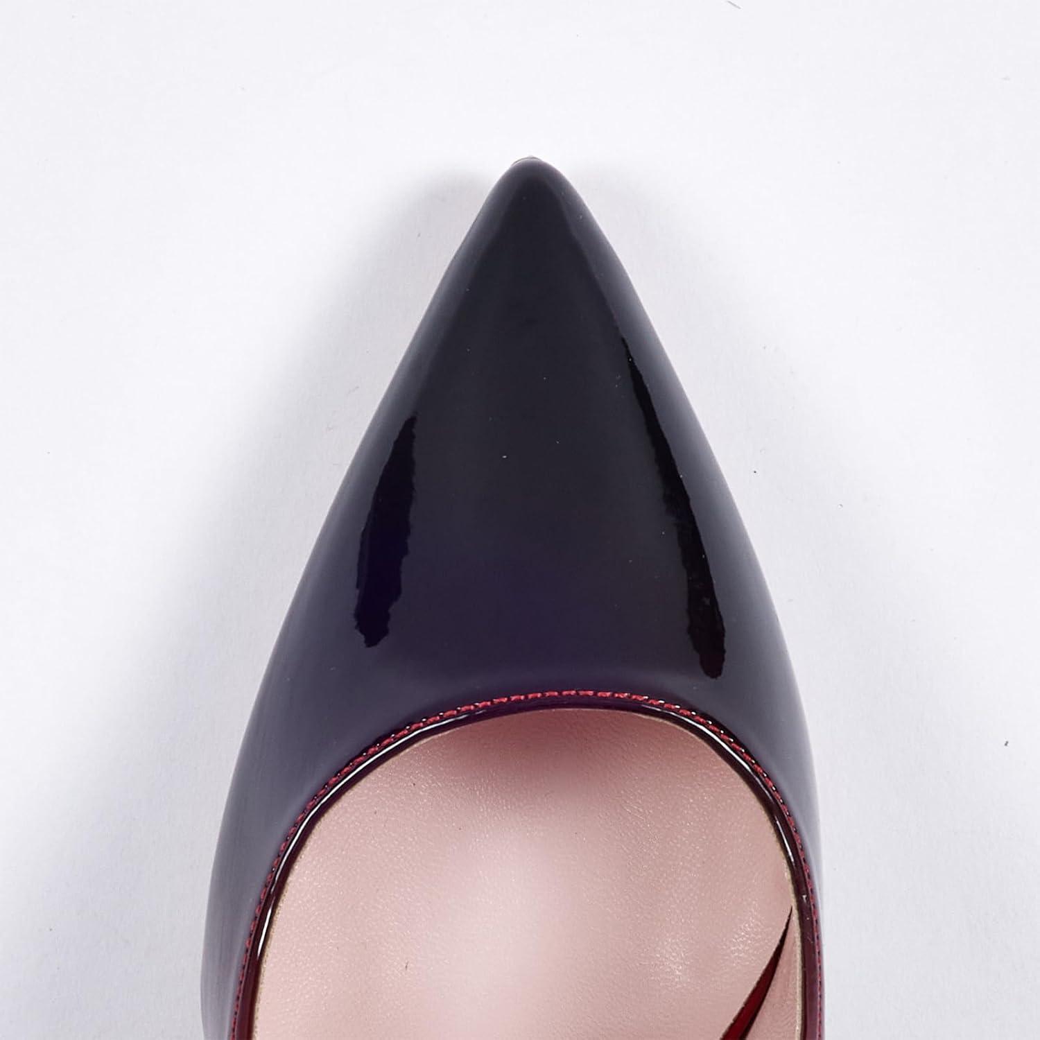image:imageGENSHUO Talon Haut 10 cm 394 Pouces Chaussures Talons Hauts pour Femmes Bout Pointu Robe de soire Pompes de BalDgrad Noir et Rouge