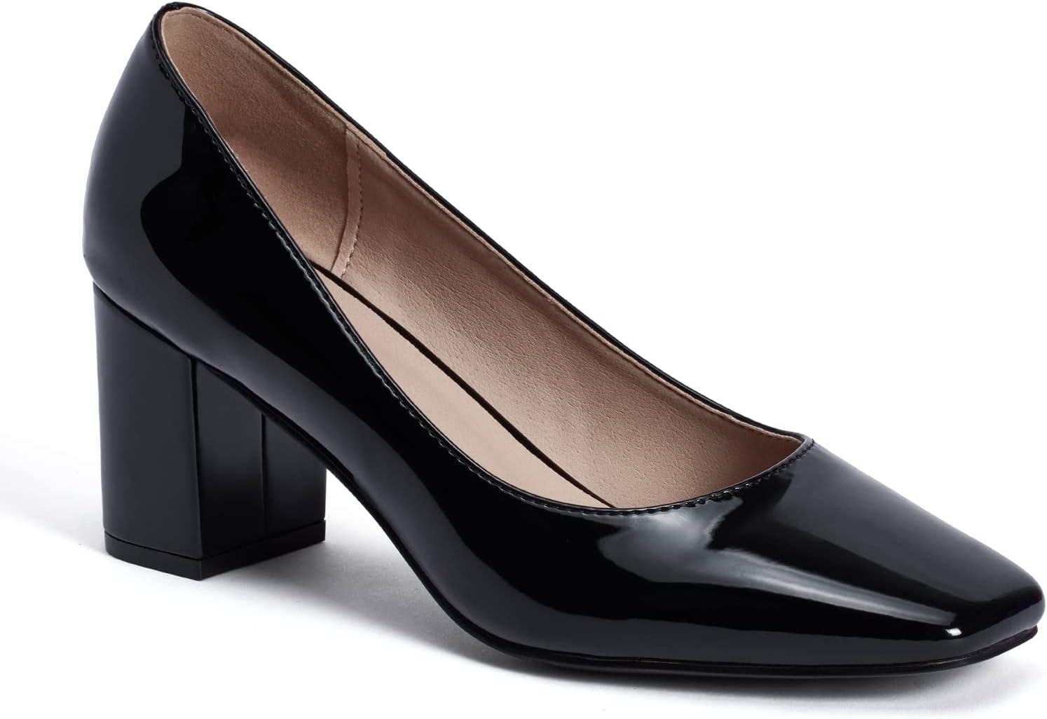 image:imageGENSHUO Talon Haut 10 cm 394 Pouces Chaussures Talons Hauts pour Femmes Bout Pointu Robe de soire Pompes de BalLaque Noire