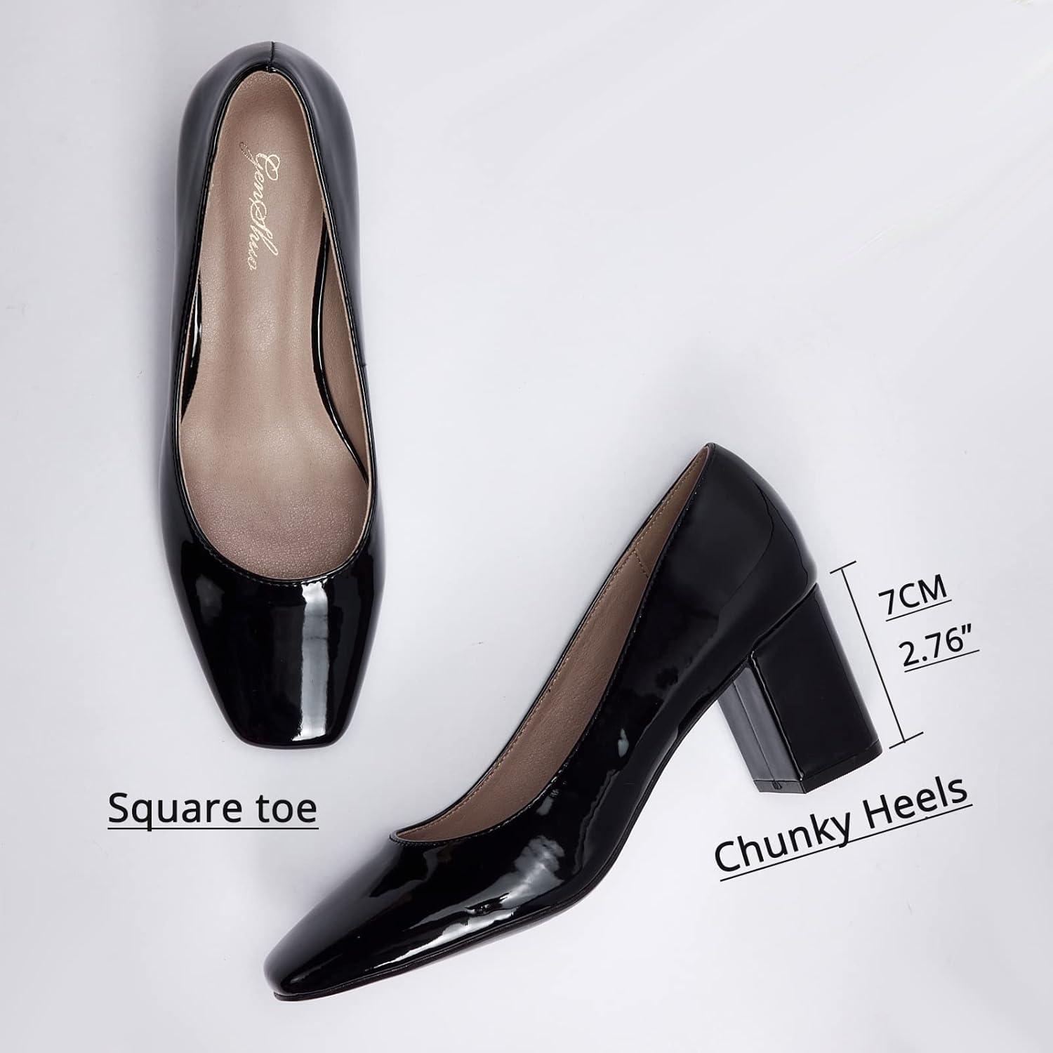 image:imageGENSHUO Talon Haut 10 cm 394 Pouces Chaussures Talons Hauts pour Femmes Bout Pointu Robe de soire Pompes de BalLaque Noire