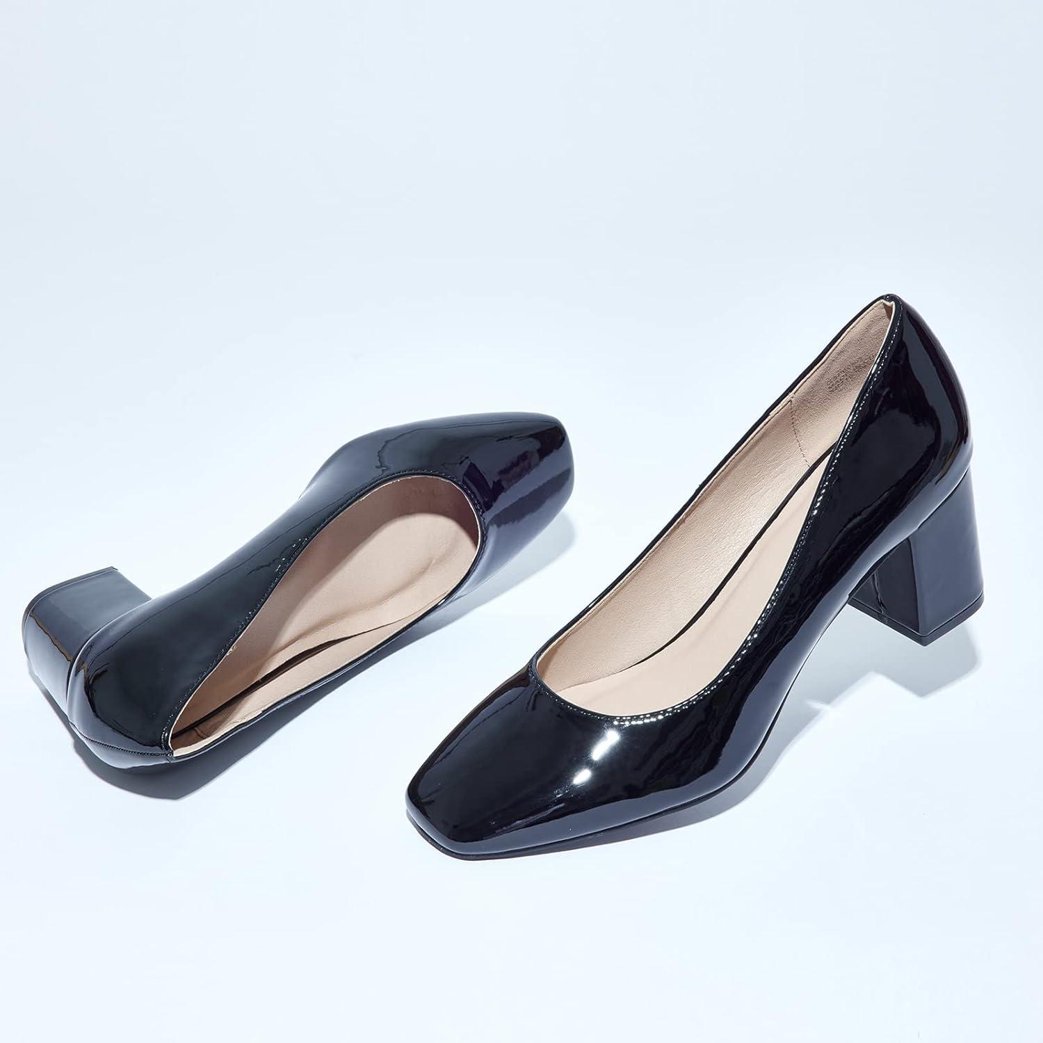 image:imageGENSHUO Talon Haut 10 cm 394 Pouces Chaussures Talons Hauts pour Femmes Bout Pointu Robe de soire Pompes de BalLaque Noire