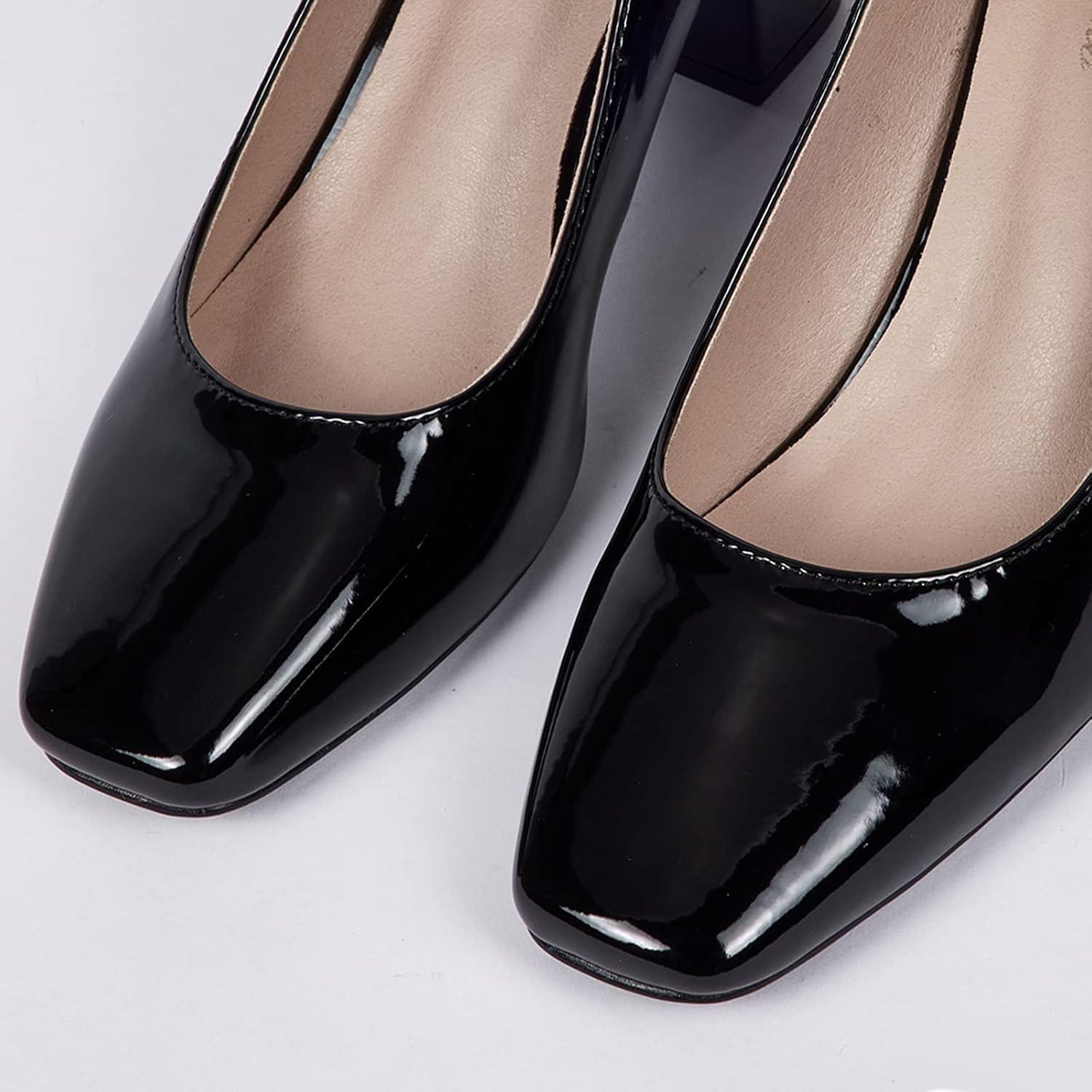 image:imageGENSHUO Talon Haut 10 cm 394 Pouces Chaussures Talons Hauts pour Femmes Bout Pointu Robe de soire Pompes de BalLaque Noire
