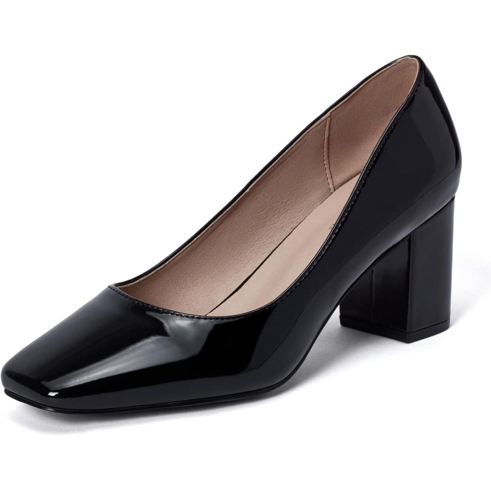 image:imageGENSHUO Talon Haut 10 cm 394 Pouces Chaussures Talons Hauts pour Femmes Bout Pointu Robe de soire Pompes de BalLaque Noire