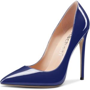 Aachcol Femmes Aiguille Haut High Talon Heel Fermé Pointu Bout Escarpins Slip-on Mariage Party Sexy Cute Chaussures(Bleu Vernis)