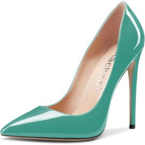 Aachcol Femmes Aiguille Haut High Talon Heel Fermé Pointu Bout Escarpins Slip-on Mariage Party Sexy Cute Chaussures(Cyan Bleu Vernis)