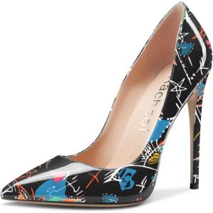 Aachcol Femmes Aiguille Haut High Talon Heel Fermé Pointu Bout Escarpins Slip-on Mariage Party Sexy Cute Chaussures(Multicolore Vernis A)