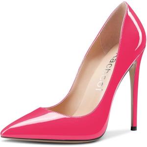 Aachcol Femmes Aiguille Haut High Talon Heel Fermé Pointu Bout Escarpins Slip-on Mariage Party Sexy Cute Chaussures(Rose Vernis)