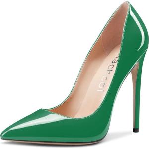 Aachcol Femmes Aiguille Haut High Talon Heel Fermé Pointu Bout Escarpins Slip-on Mariage Party Sexy Cute Chaussures(Vert Vernis)