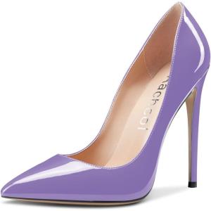 Aachcol Femmes Aiguille Haut High Talon Heel Fermé Pointu Bout Escarpins Slip-on Mariage Party Sexy Cute Chaussures(Violet Vernis)