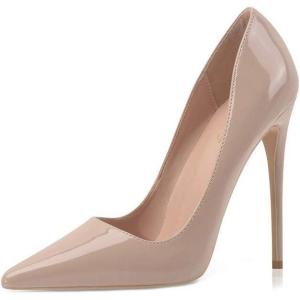 Zhabtuc Femme Escarpins la Mode, à Bouts Pointus et à Strass 12cm Élégant Talons Hauts à Paillettes Cérémonie de Mariage en Soirée Fête Bal Talon Aiguille(Beige)