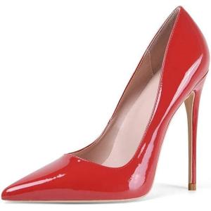 Zhabtuc Femme Escarpins la Mode, à Bouts Pointus et à Strass 12cm Élégant Talons Hauts à Paillettes Cérémonie de Mariage en Soirée Fête Bal Talon Aiguille(Rouge)