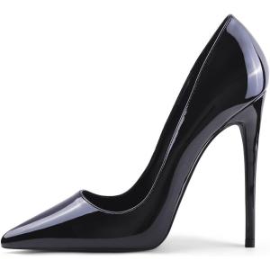 Zhabtuc Femme Escarpins la Mode, à Bouts Pointus et à Strass 12cm Élégant Talons Hauts à Paillettes Cérémonie de Mariage en Soirée Fête Bal Talon Aiguille(Tout Noir)