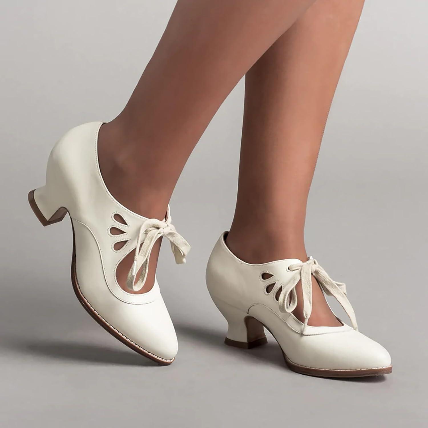 image:imageChaussures Dirndl pour femme Escarpins talons Sandales lanires Escarpins lanires Chaussures de marie Talon bloc Ballerines lgantes pour Dirndl Chaussures de travail blanchesBlanc F