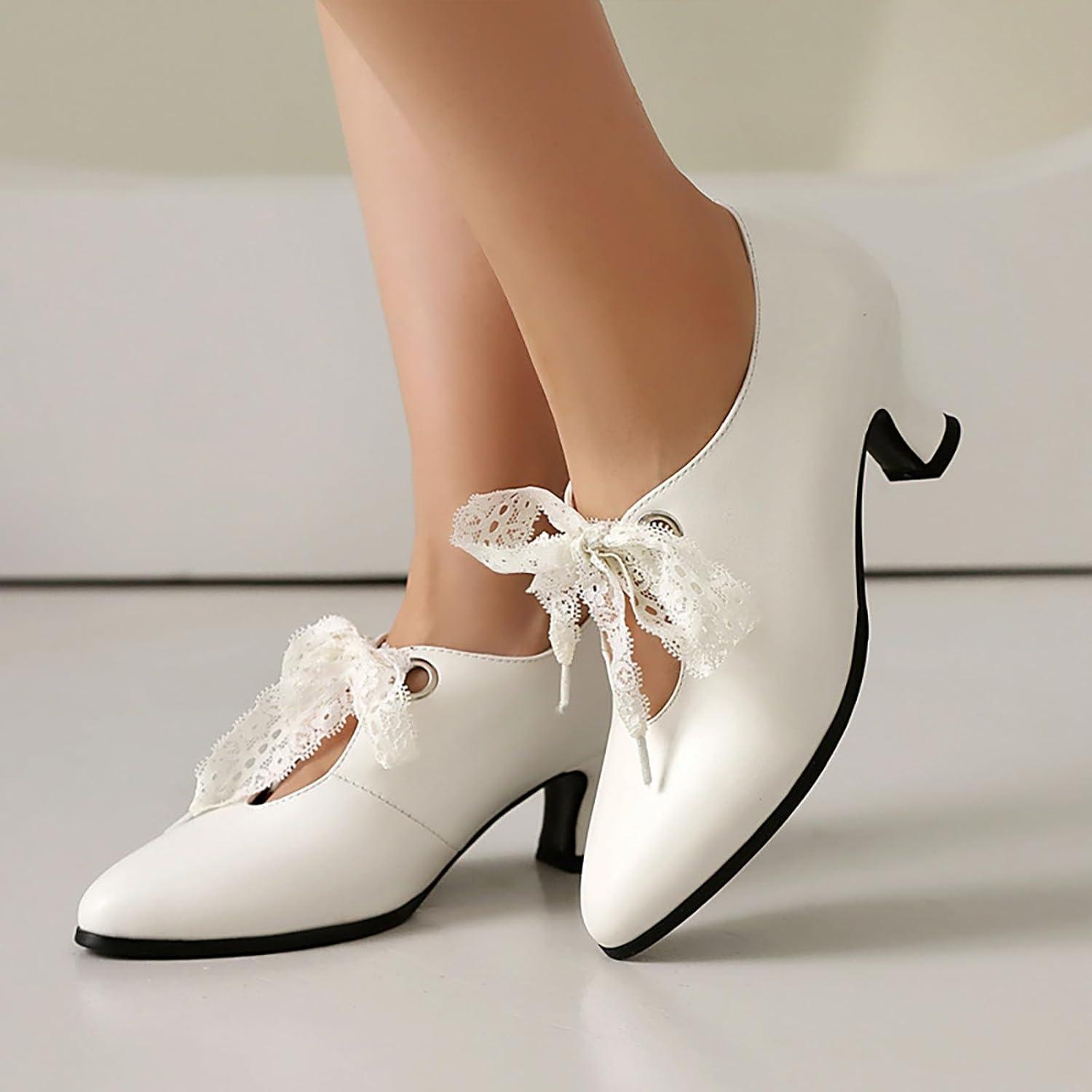 image:imageChaussures Dirndl pour femme Escarpins talons Sandales lanires Escarpins lanires Chaussures de marie Talon bloc Ballerines lgantes pour Dirndl Chaussures de travail blanchesBlanc 1
