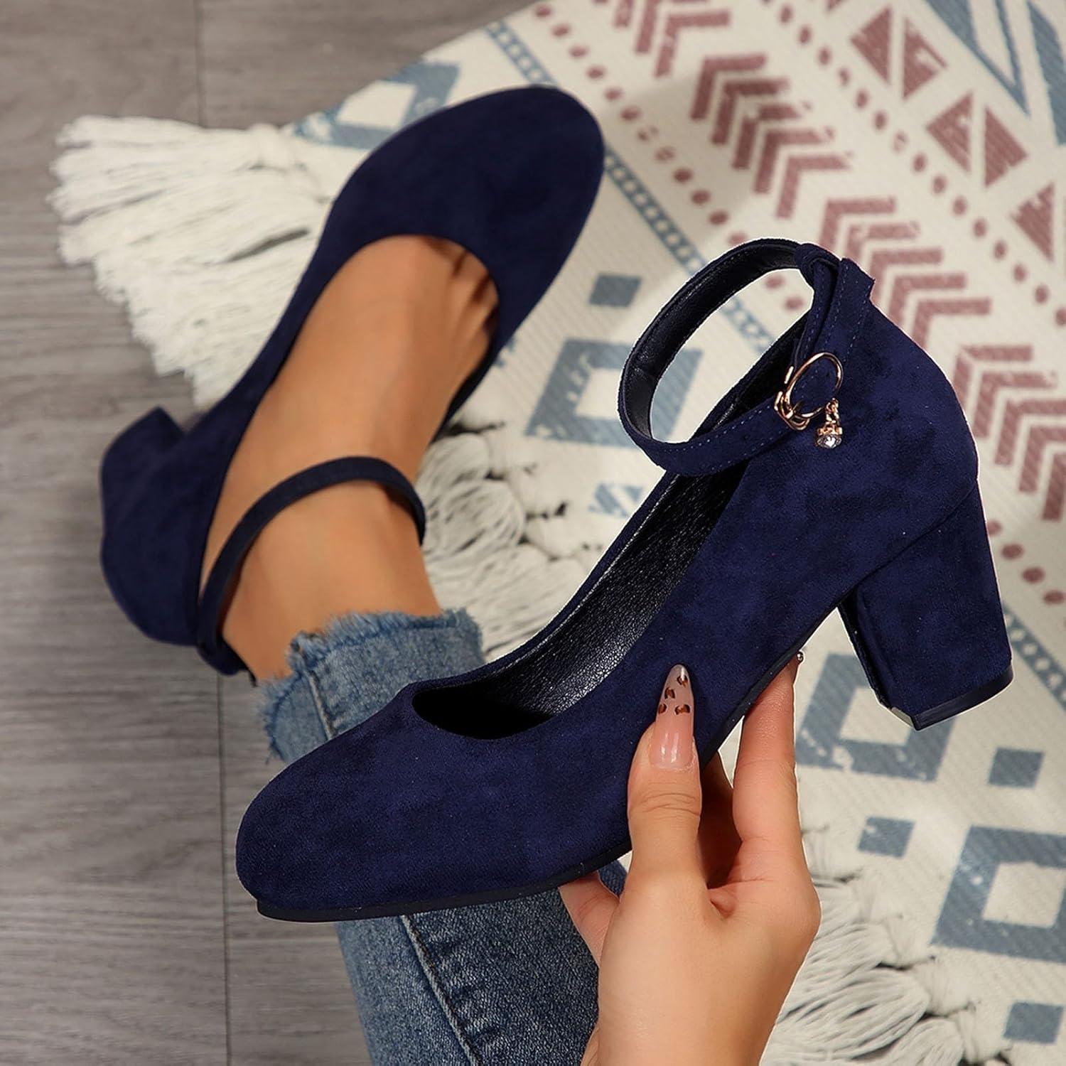 image:imageChaussures Dirndl pour femme Escarpins talons Sandales lanires Escarpins lanires Chaussures de marie Talon bloc Ballerines lgantes pour Dirndl Chaussures de travail blanchesBleu Fonc K