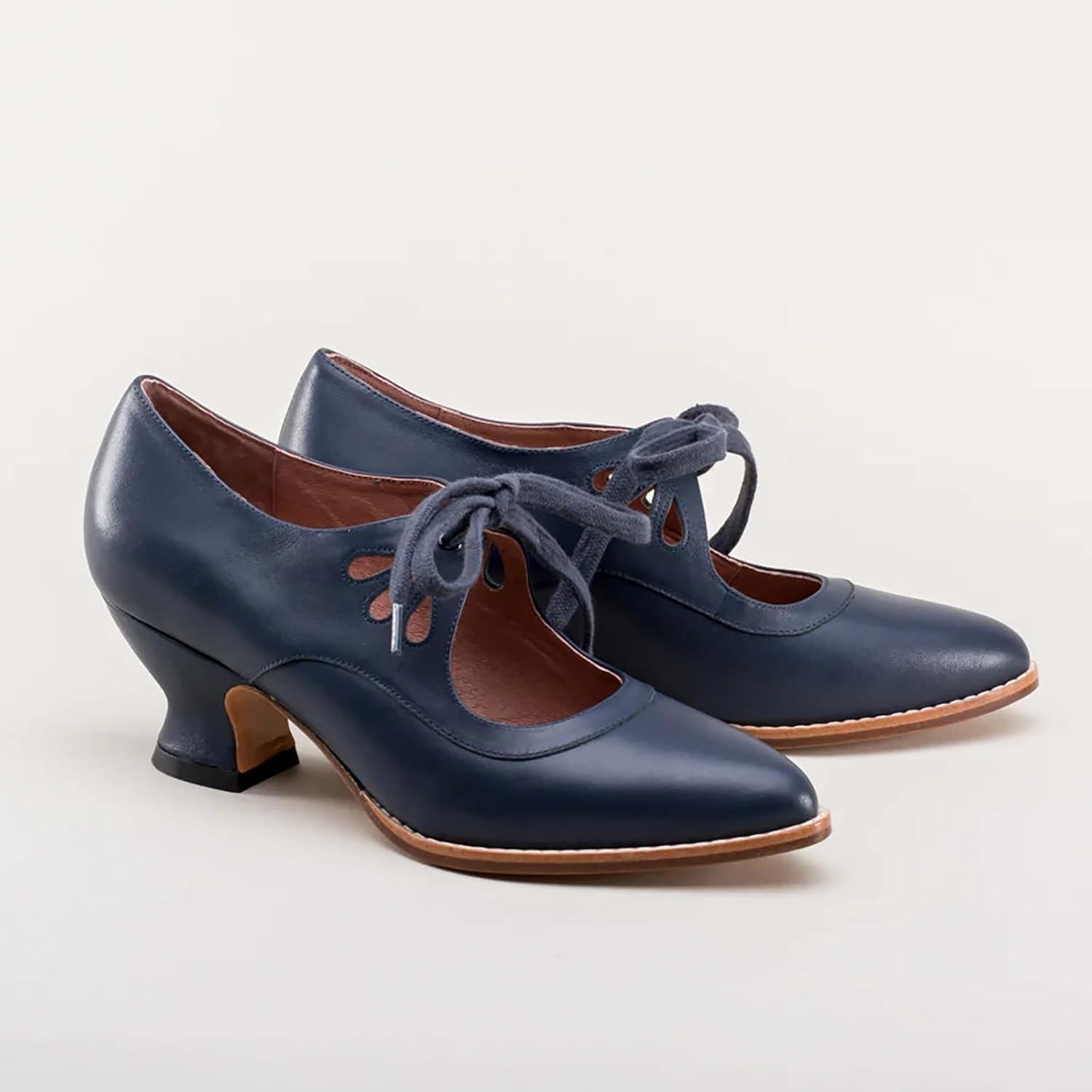 image:imageChaussures Dirndl pour femme Escarpins talons Sandales lanires Escarpins lanires Chaussures de marie Talon bloc Ballerines lgantes pour Dirndl Chaussures de travail blanchesBleu F