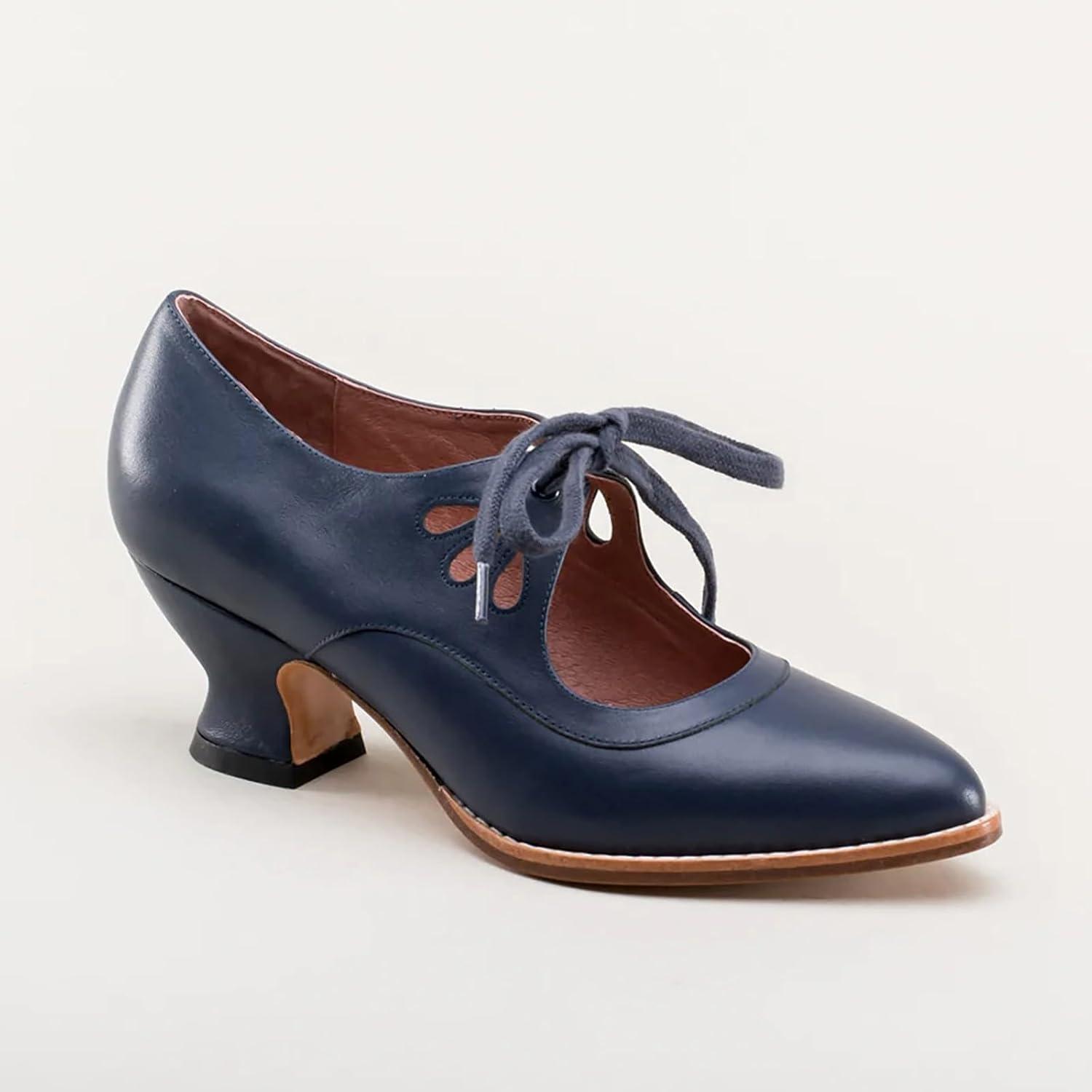 image:imageChaussures Dirndl pour femme Escarpins talons Sandales lanires Escarpins lanires Chaussures de marie Talon bloc Ballerines lgantes pour Dirndl Chaussures de travail blanchesBleu F