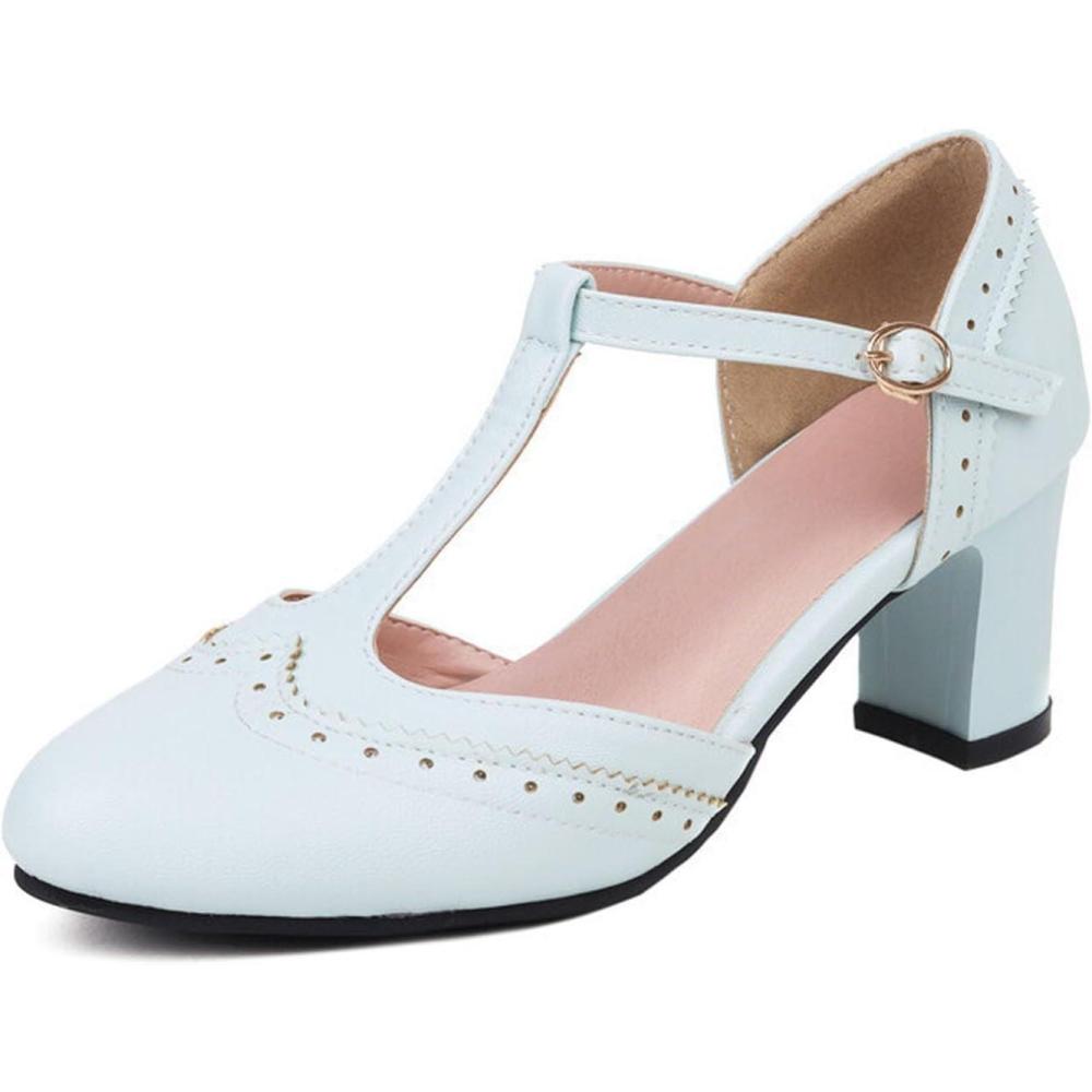 image:imageChaussures Dirndl pour femme Escarpins talons Sandales lanires Escarpins lanires Chaussures de marie Talon bloc Ballerines lgantes pour Dirndl Chaussures de travail blanchesBleu B