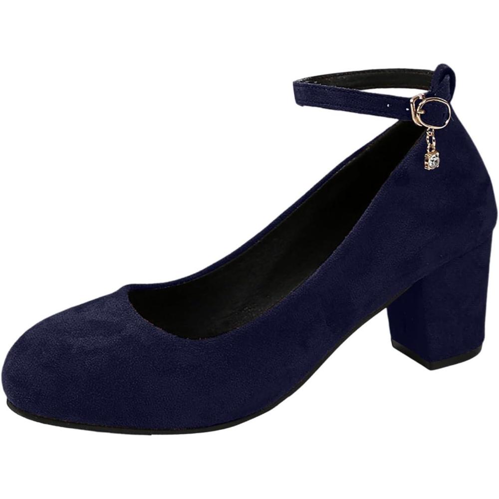 image:imageChaussures Dirndl pour femme Escarpins talons Sandales lanires Escarpins lanires Chaussures de marie Talon bloc Ballerines lgantes pour Dirndl Chaussures de travail blanchesBleu Fonc K