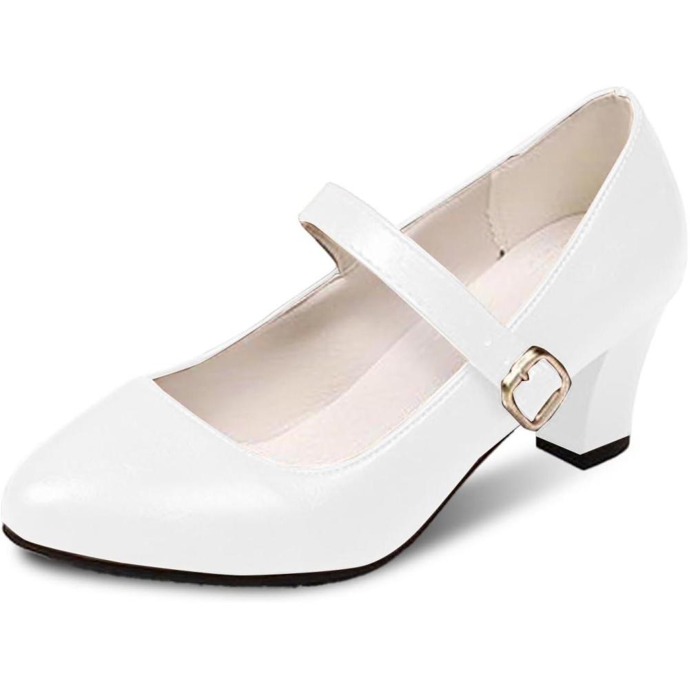 image:imageChaussures Dirndl pour femme Escarpins talons Sandales lanires Escarpins lanires Chaussures de marie Talon bloc Ballerines lgantes pour Dirndl Chaussures de travail blanchesBlanc H