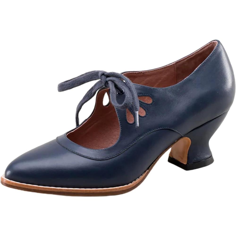 image:imageChaussures Dirndl pour femme Escarpins talons Sandales lanires Escarpins lanires Chaussures de marie Talon bloc Ballerines lgantes pour Dirndl Chaussures de travail blanchesBleu F