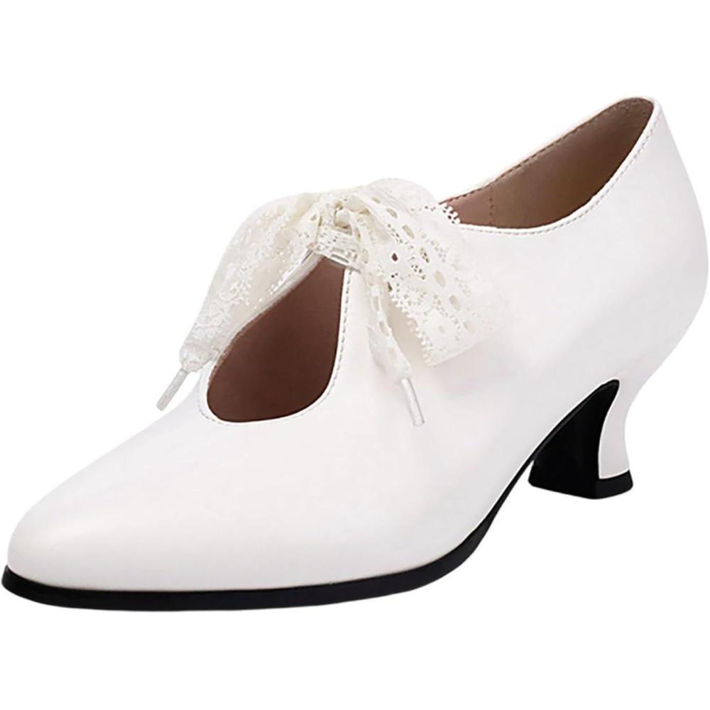 image:imageChaussures Dirndl pour femme Escarpins talons Sandales lanires Escarpins lanires Chaussures de marie Talon bloc Ballerines lgantes pour Dirndl Chaussures de travail blanchesBlanc 1