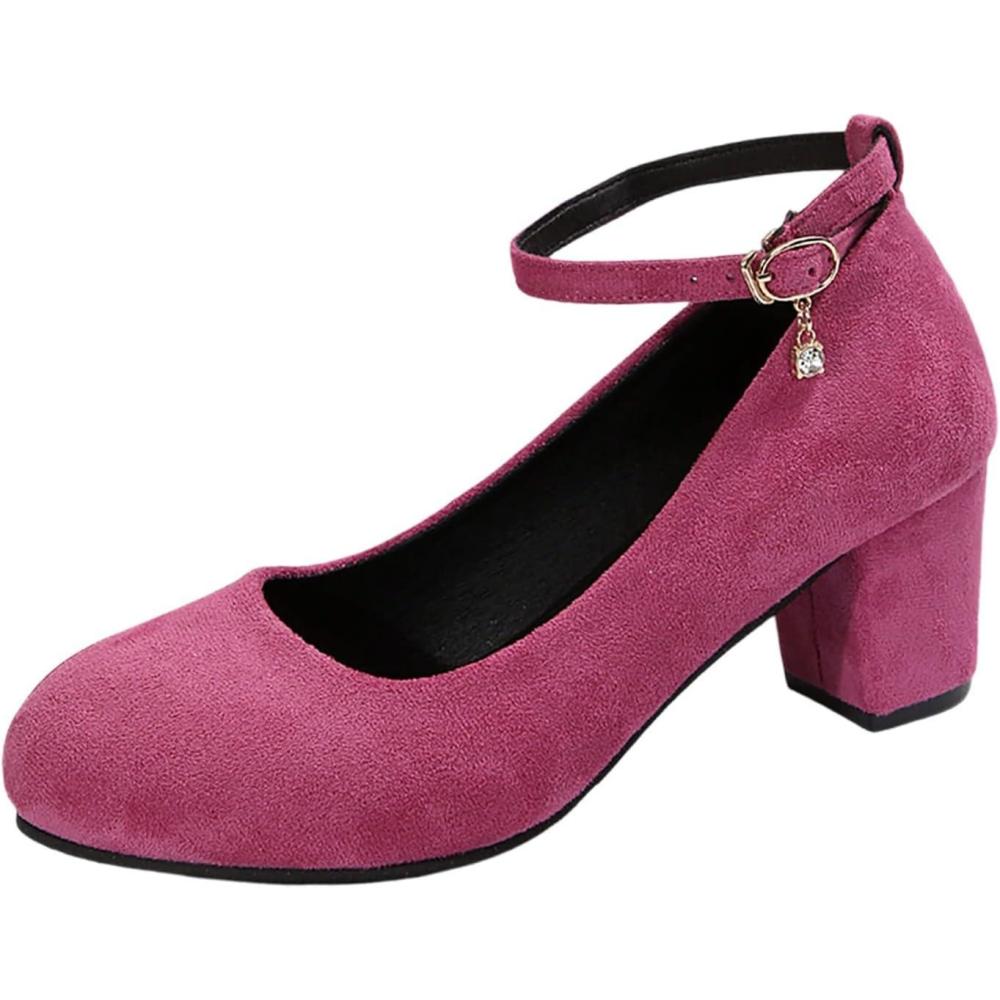 image:imageChaussures Dirndl pour femme Escarpins talons Sandales lanires Escarpins lanires Chaussures de marie Talon bloc Ballerines lgantes pour Dirndl Chaussures de travail blanchesRose Vif K