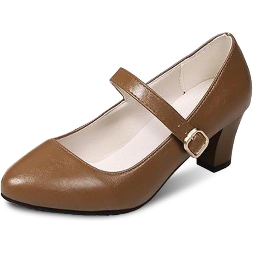 image:imageChaussures Dirndl pour femme Escarpins talons Sandales lanires Escarpins lanires Chaussures de marie Talon bloc Ballerines lgantes pour Dirndl Chaussures de travail blanchesMarron H
