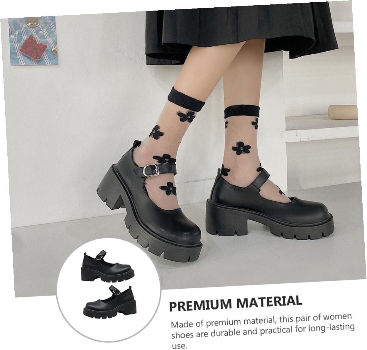 image:imageAbaodam Chaussures Femme Plateforme PU Talon pais Confortable Style Bout Arrondi avec Boucle lgantes et Stables pour Travail et Sorties