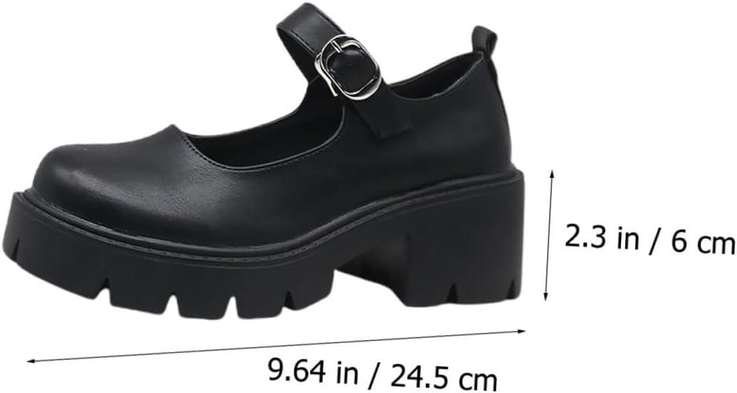 image:imageAbaodam Chaussures Femme Plateforme PU Talon pais Confortable Style Bout Arrondi avec Boucle lgantes et Stables pour Travail et Sorties