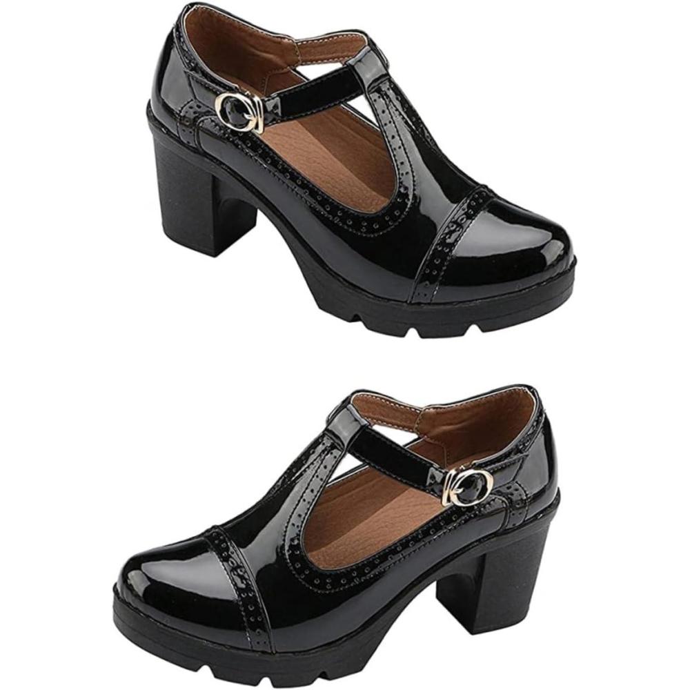 image:imageKOMBIUDA Escarpins Impermables Talons pais pour Femmes Confortables et Durables Design Rond Classique pour Usage Quotidien