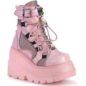 Ulalaza Femmes Mary Jane Robes Pumps Lolita Chaussures mignonnes plate-forme gothique double cheville sangle rond(S9 Net Pink)