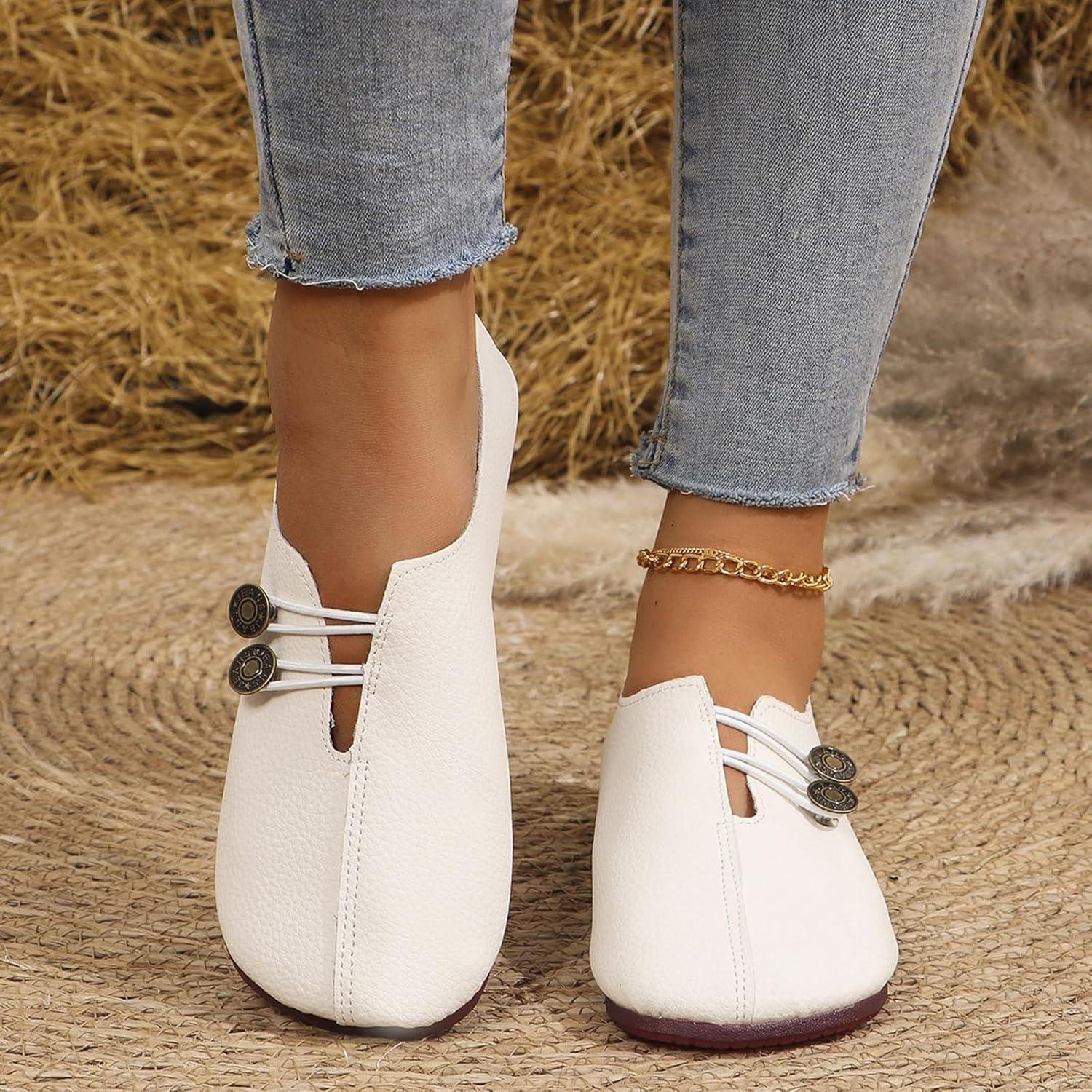 image:imageChaussures plates en cuir souple pour femme mocassins orthopdiques confortables et souples enfilerRouge
