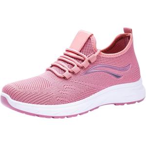 Women&rsquo;s Sports Shoes Mesh Fly Woven Orthopedic Spring Summer Autumn New Comfortable Breathable Lightweight Running Sports Shoes Bottes Hautes en Cuir pour Femmes Sexy(Rose)