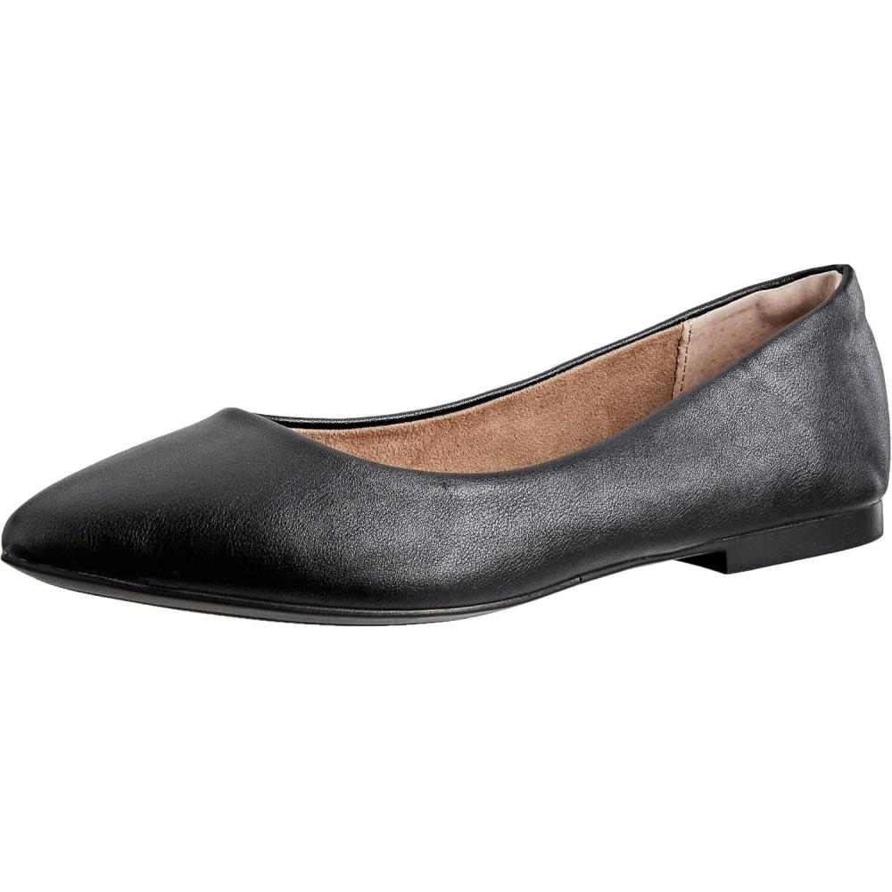 image:imageAmazon Essentials Femme Ballerines Bout PointuNoir Faux Cuir