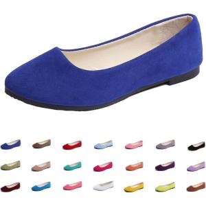 Ballerines plates simples et décontractées pour femme – Couleur unie – Pour le travail – Pour le bureau – Confortables – Bout pointu(Bleu)