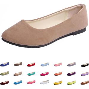 Ballerines plates simples et décontractées pour femme – Couleur unie – Pour le travail – Pour le bureau – Confortables – Bout pointu(Kaki)