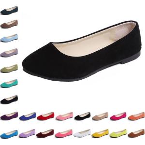 Ballerines plates simples et décontractées pour femme – Couleur unie – Pour le travail – Pour le bureau – Confortables – Bout pointu(Noir)