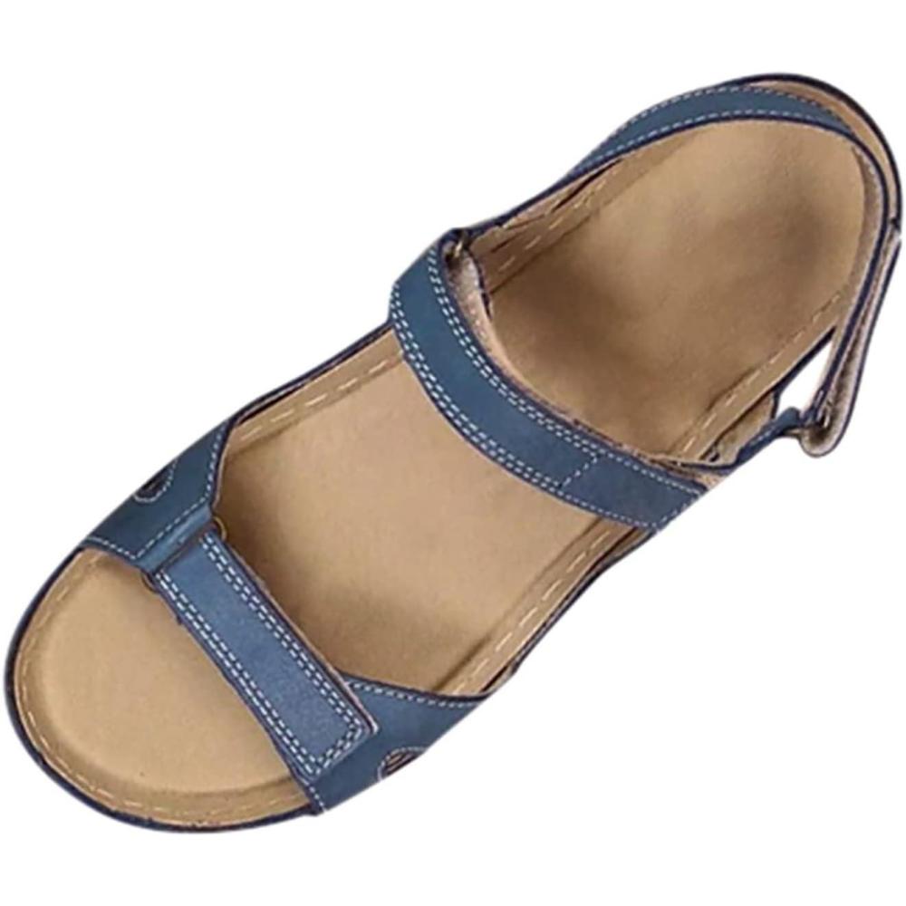 image:imageSandales de trekking confortables dt pour femme Sandales de sport orthopdiques bout ouvert Sandales plates antidrapantes pour fte randonne plage marcheBleu