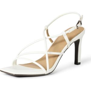 Amazon Essentials Femme Sandales à Talons Aiguilles et à Lanières(Similicuir Blanc)